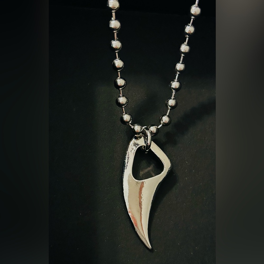 Wolf tooth pendant necklace, wolf tooth necklace, stainless steel ball chain